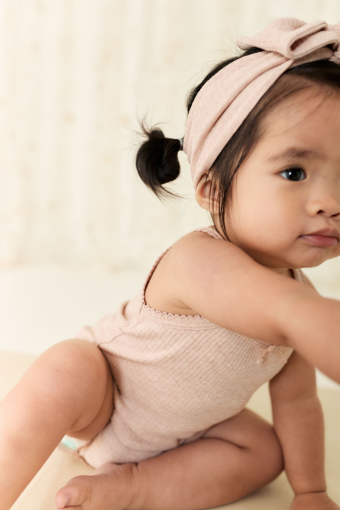 Organic Cotton Modal Singlet Bodysuit - Dusky Rose Marle Childrens Bodysuit from Jamie Kay NZ