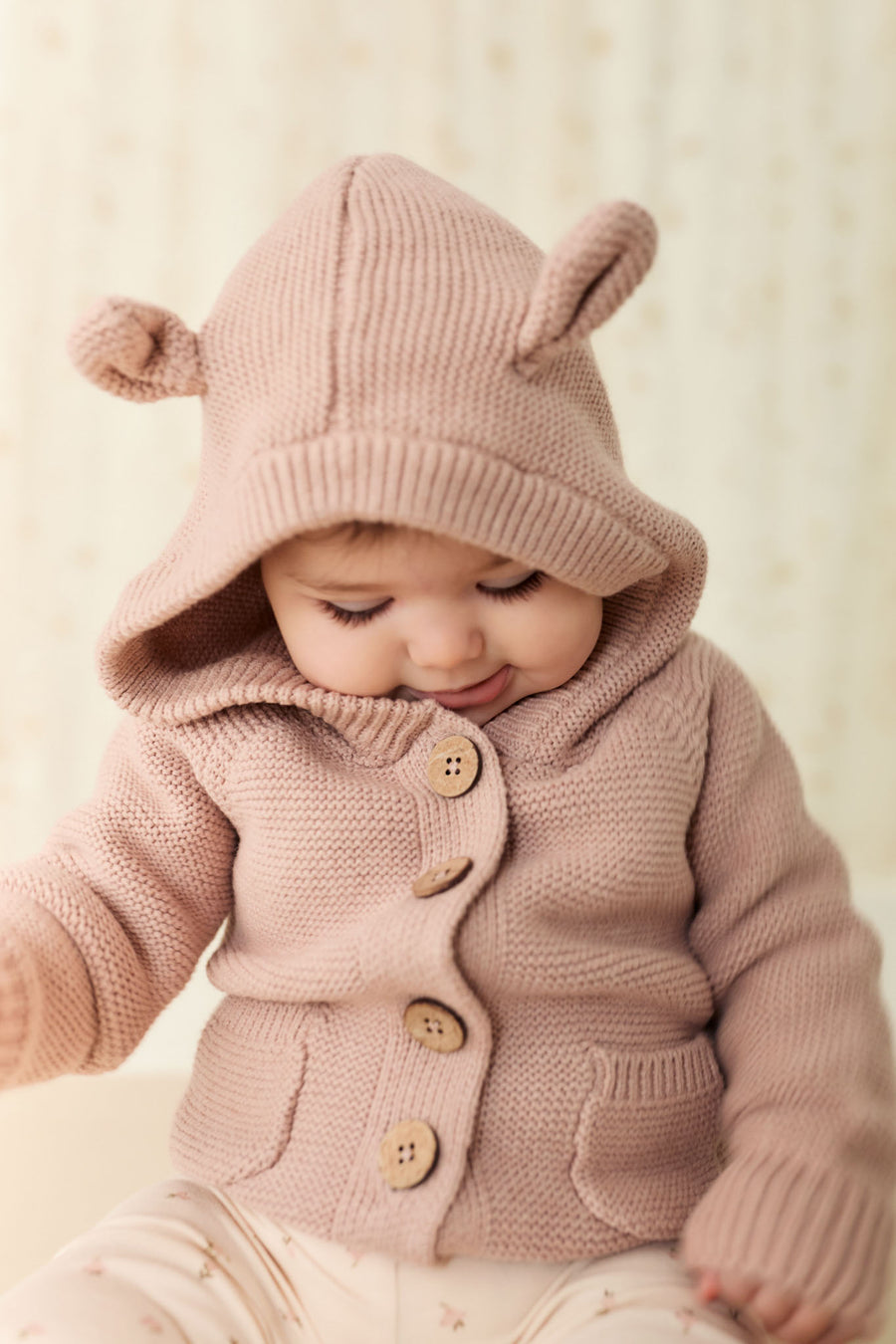 Sebastian Knitted Cardigan/Jacket - Dusky Rose Marle Childrens Cardigan from Jamie Kay NZ