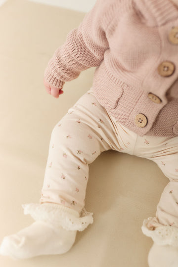 Organic Cotton Everyday Legging - Ditsy Berry Rose Childrens Legging from Jamie Kay NZ