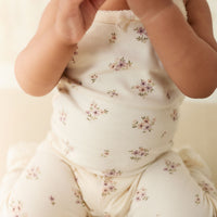 Organic Cotton Bridget Singlet Bodysuit - Goldie Bouquet Egret Childrens Bodysuit from Jamie Kay NZ