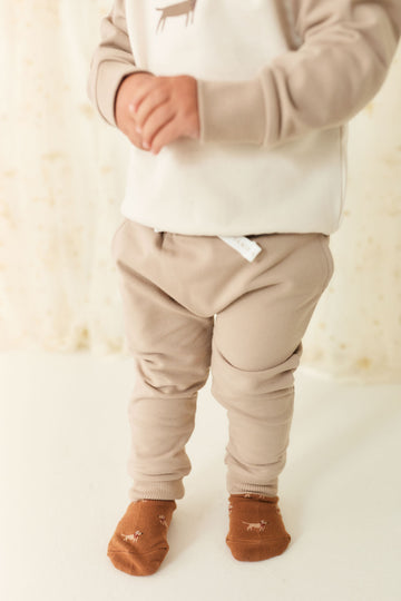 Organic Cotton Morgan Track Pant - Vintage Taupe Childrens Pant from Jamie Kay NZ