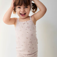 Organic Cotton Fine Rib Singlet - Petite Fleur Violet Childrens Singlet from Jamie Kay NZ