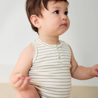 Pima Cotton Noah Playsuit - Milford Sound/Cloud Stripe Childrens Playsuit from Jamie Kay NZ