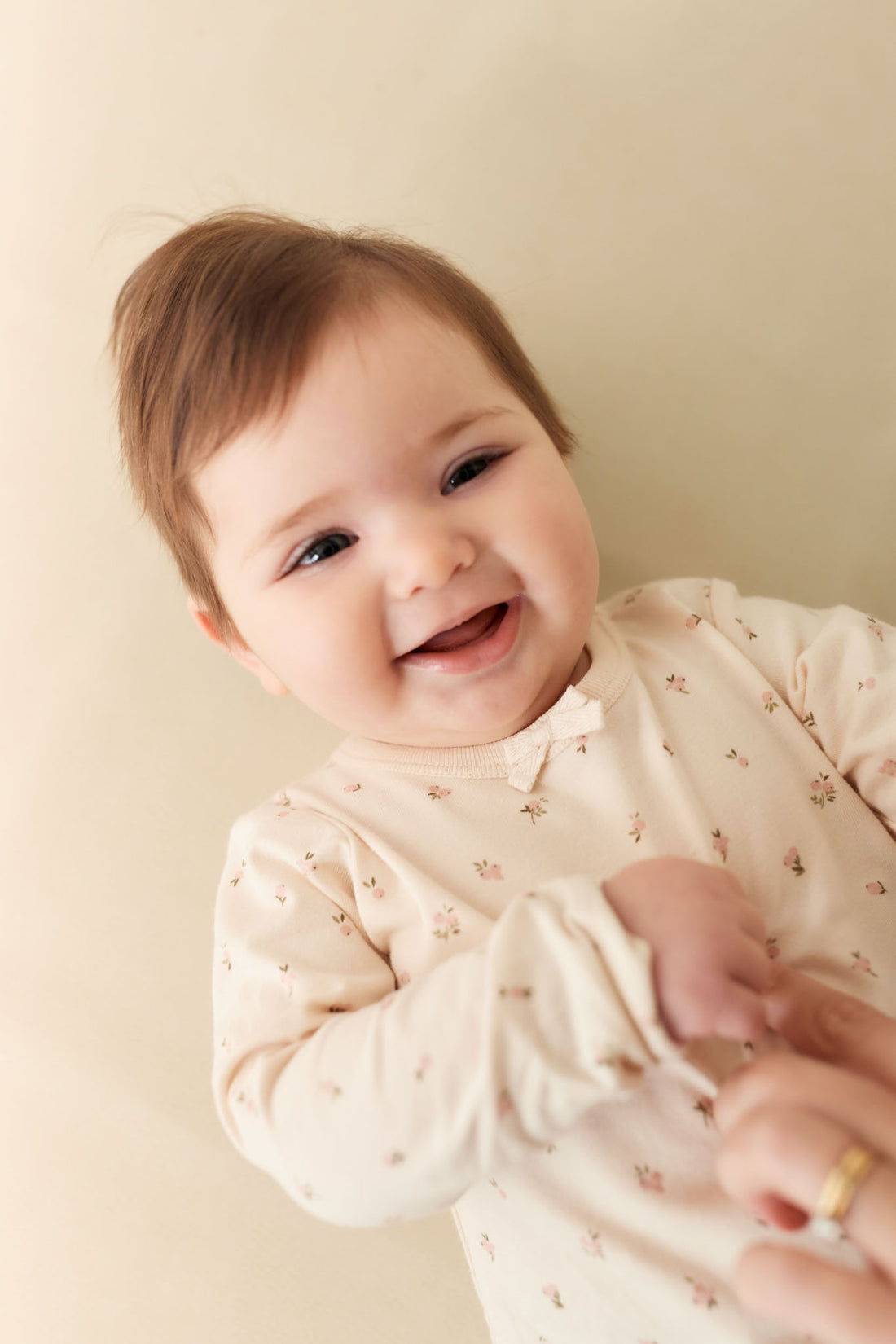 Organic Cotton Long Sleeve Bodysuit - Ditsy Berry Rose Childrens Bodysuit from Jamie Kay NZ