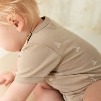 Organic Cotton Hudson Short Sleeve Bodysuit - Set Sail Vintage Taupe Childrens Bodysuit from Jamie Kay NZ