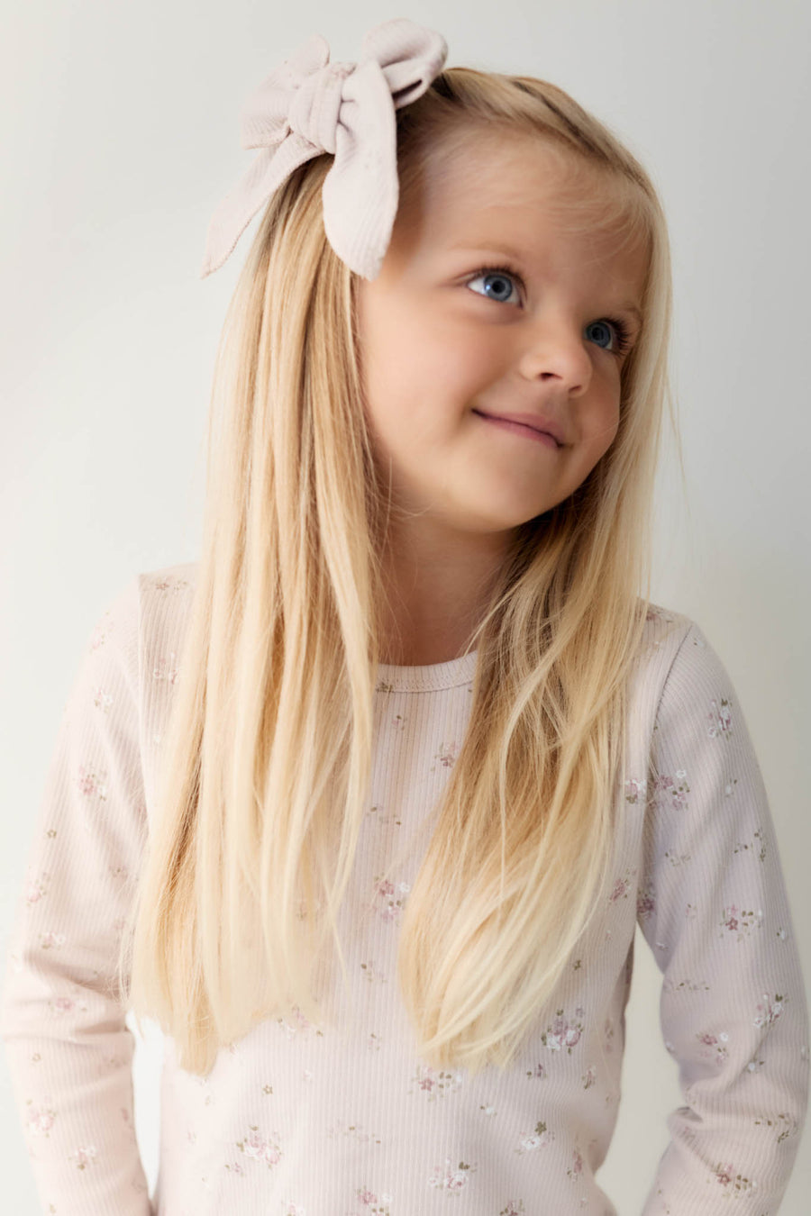 Organic Cotton Fine Rib Long Sleeve Top - Petite Fleur Violet Childrens Top from Jamie Kay NZ