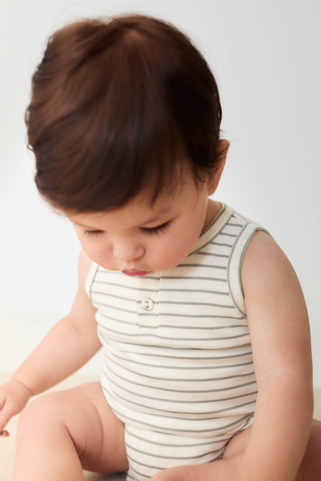 Pima Cotton Noah Playsuit - Milford Sound/Cloud Stripe Childrens Playsuit from Jamie Kay NZ