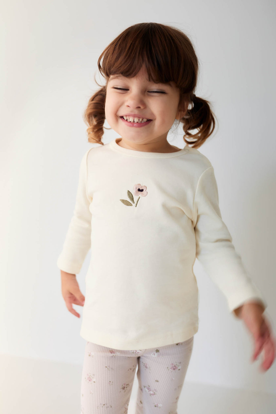 Pima Cotton Long Sleeve Top - Parchment Petite Goldie Childrens Top from Jamie Kay NZ