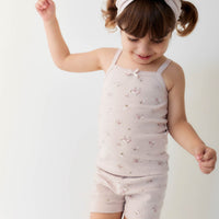 Organic Cotton Fine Rib Singlet - Petite Fleur Violet Childrens Singlet from Jamie Kay NZ