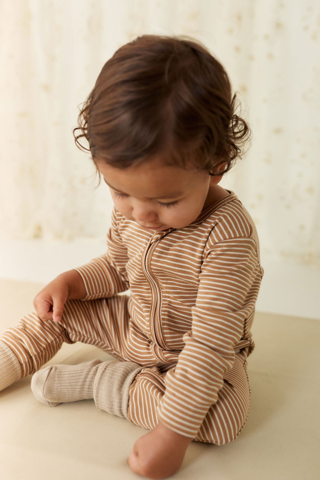 Pima Cotton Frankie Zip Onepiece - Spiced/Cloud Childrens Onepiece from Jamie Kay NZ