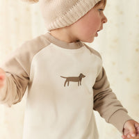 Organic Cotton Tao Sweatshirt - Vintage Taupe Cosy Basil Childrens Sweatshirt from Jamie Kay NZ