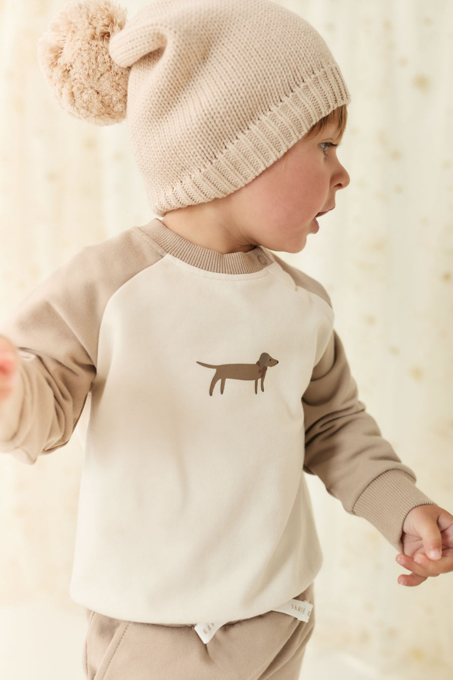 Organic Cotton Tao Sweatshirt - Vintage Taupe Cosy Basil Childrens Sweatshirt from Jamie Kay NZ