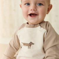 Organic Cotton Tao Sweatshirt Onepiece - Vintage Taupe Cosy Basil Childrens Onepiece from Jamie Kay NZ