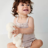Organic Cotton Fine Rib Bridget Singlet Bodysuit - Petite Fleur Violet Childrens Bodysuit from Jamie Kay NZ