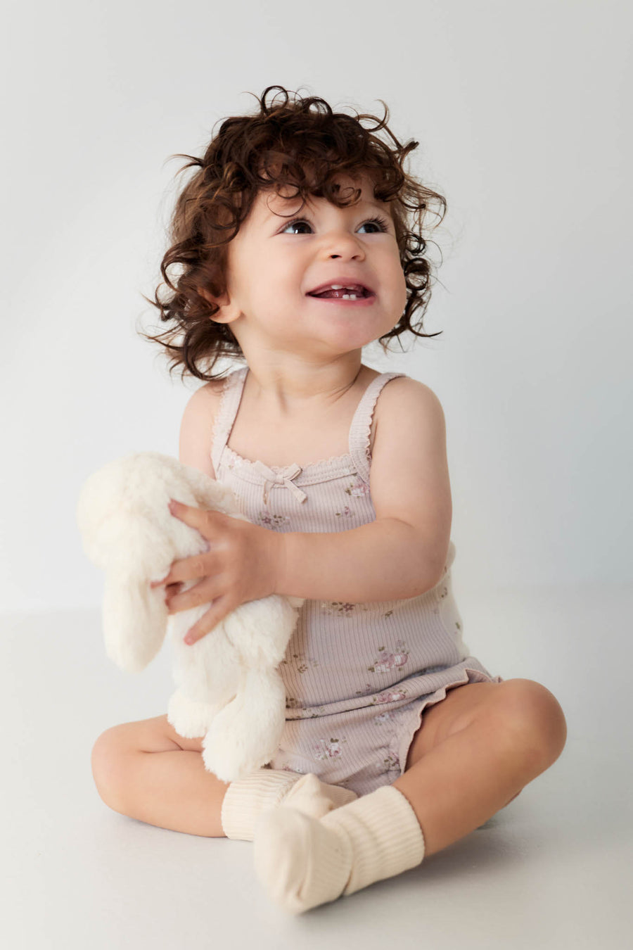 Organic Cotton Fine Rib Bridget Singlet Bodysuit - Petite Fleur Violet Childrens Bodysuit from Jamie Kay NZ