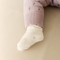 Harlow Sock - Petite Heart Parchment Childrens Sock from Jamie Kay NZ