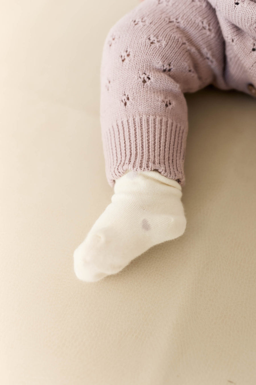 Harlow Sock - Petite Heart Parchment Childrens Sock from Jamie Kay NZ