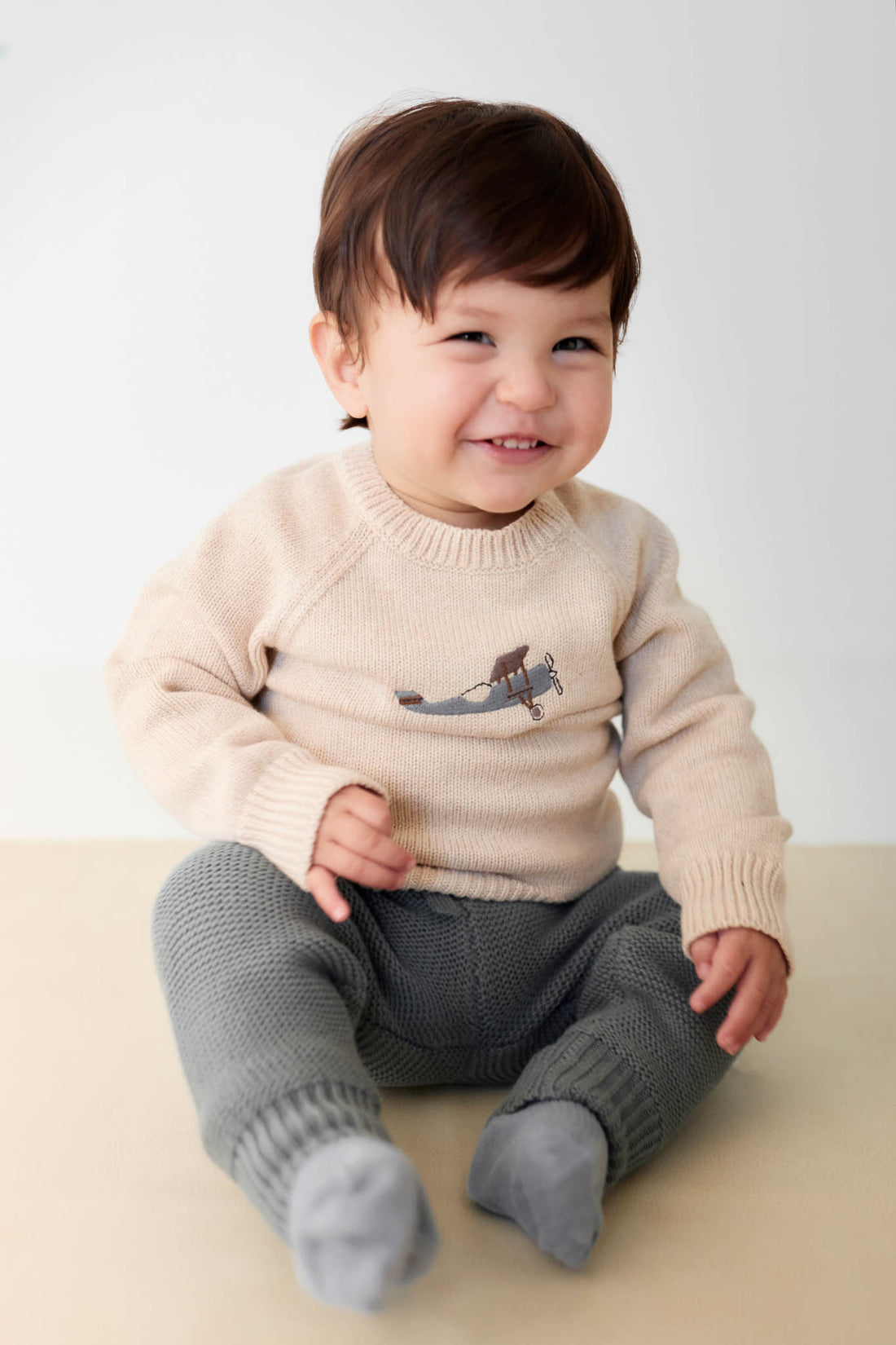 Ethan Jumper - Oatmeal Marle Avion Childrens Jumper from Jamie Kay NZ