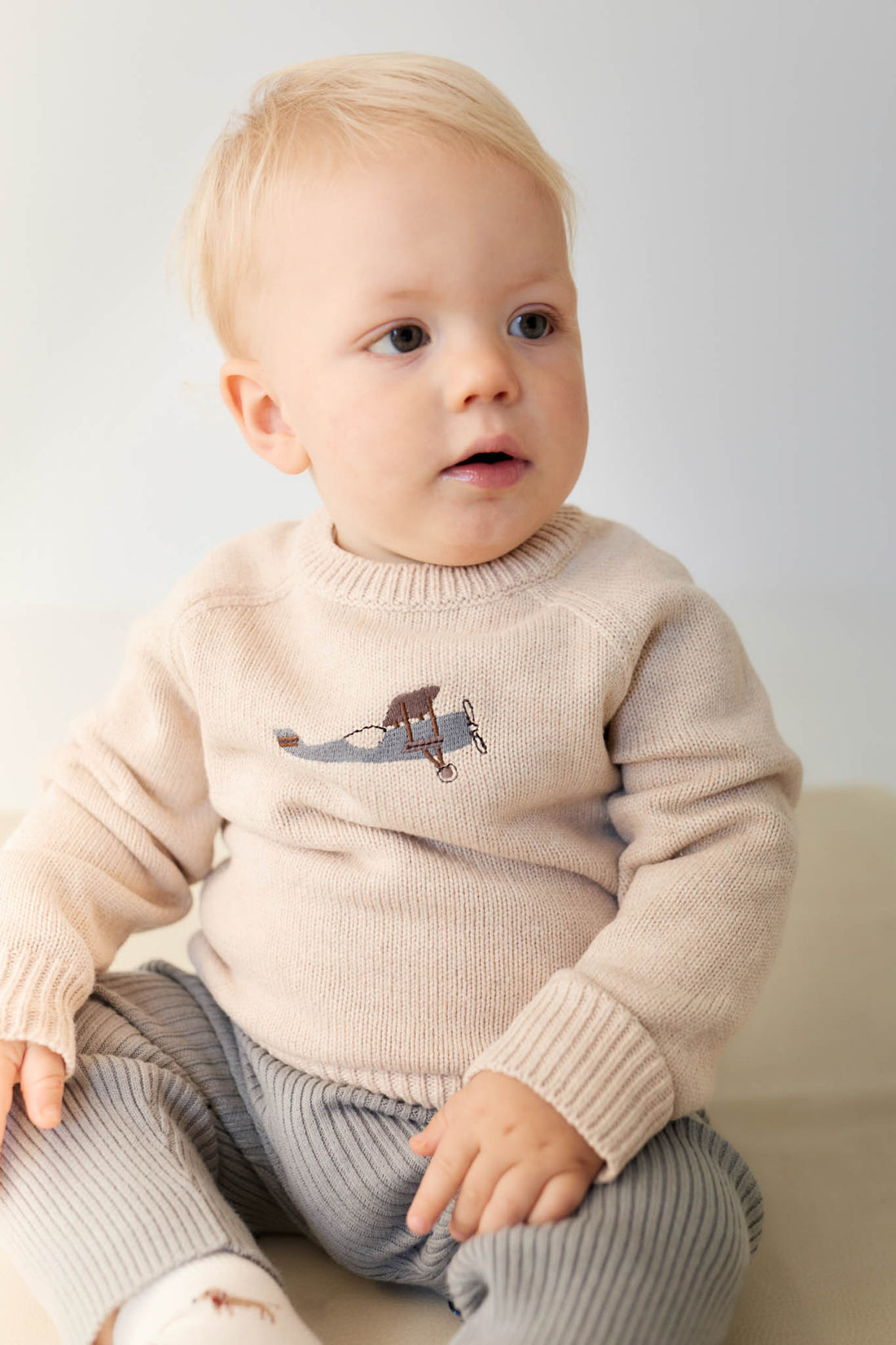 Ethan Jumper - Oatmeal Marle Avion Childrens Jumper from Jamie Kay NZ