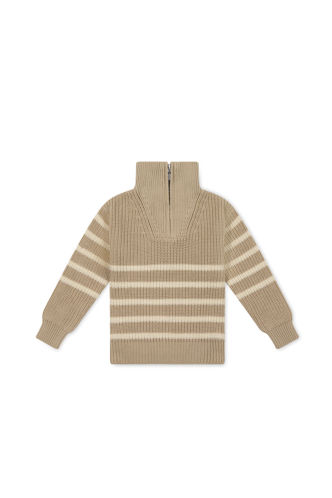 Jack Zip Jumper - Lenny Stripe Fawn Childrens Jumper from Jamie Kay NZ