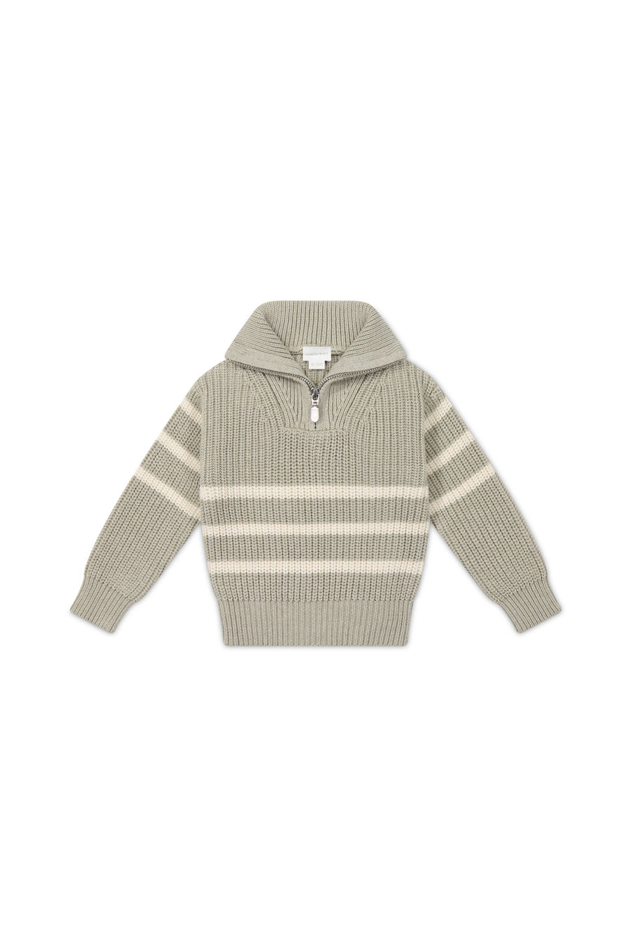 Jack Zip Jumper - Moss Marle Stripe Childrens Jumper from Jamie Kay NZ