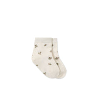 Jacquard Floral Sock - Petite Goldie Childrens Sock from Jamie Kay NZ