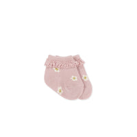 Jacquard Floral Sock - Meredith Morganite Childrens Sock from Jamie Kay NZ