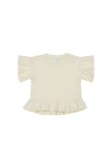 Pima Cotton Courtney Ruffle Top - Egret Childrens Top from Jamie Kay NZ
