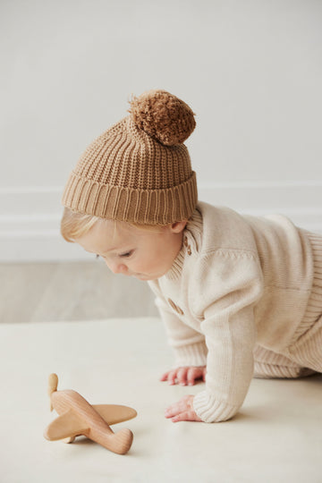 Aurelie Beanie - Caramel Cream Childrens Hat from Jamie Kay NZ