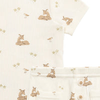 Organic Cotton Fine Rib Bronte Short Sleeve Pyjama Set - Clover Fields Childrens Pyjama from Jamie Kay NZ