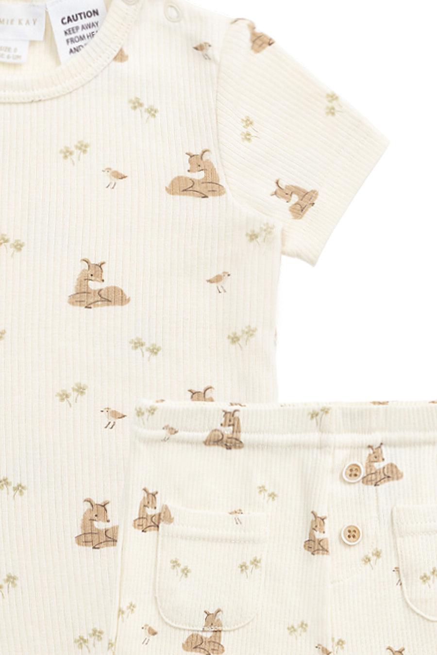 Organic Cotton Fine Rib Bronte Short Sleeve Pyjama Set - Clover Fields Childrens Pyjama from Jamie Kay NZ