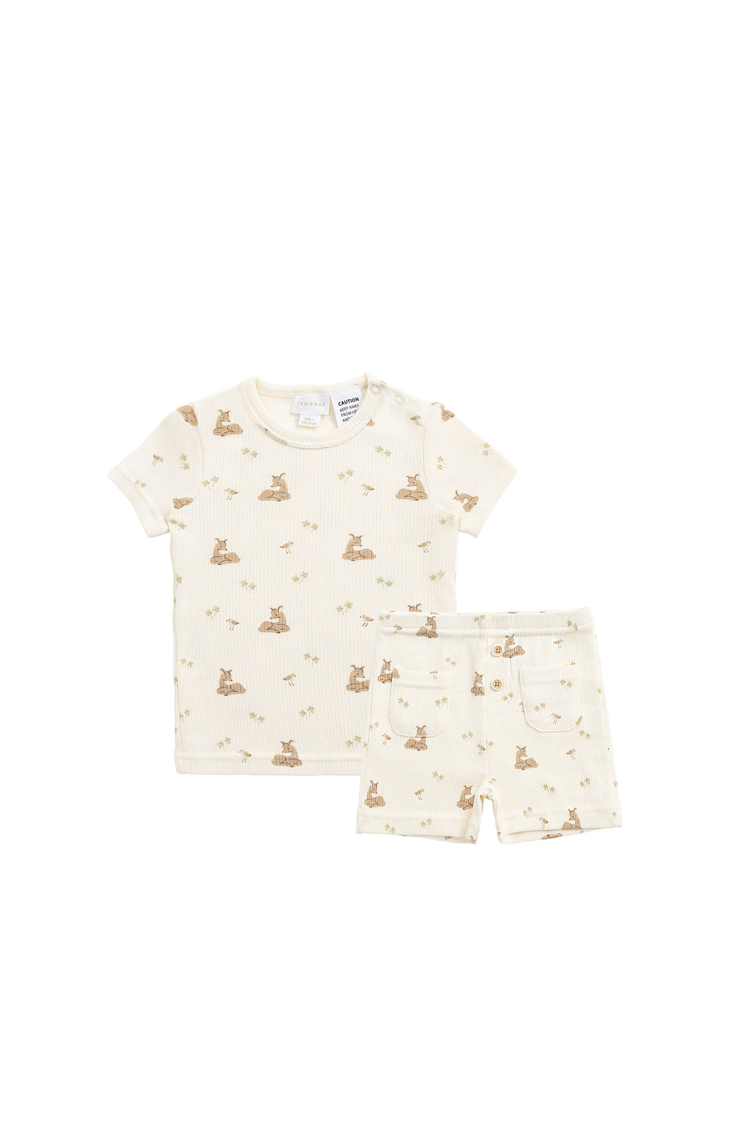 Organic Cotton Fine Rib Bronte Short Sleeve Pyjama Set - Clover Fields Childrens Pyjama from Jamie Kay NZ