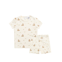 Organic Cotton Fine Rib Bronte Short Sleeve Pyjama Set - Clover Fields Childrens Pyjama from Jamie Kay NZ