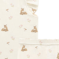 Organic Cotton Fine Rib Ellison Frill Sleeve Pyjama Set - Little Fawn Childrens Pyjama from Jamie Kay NZ