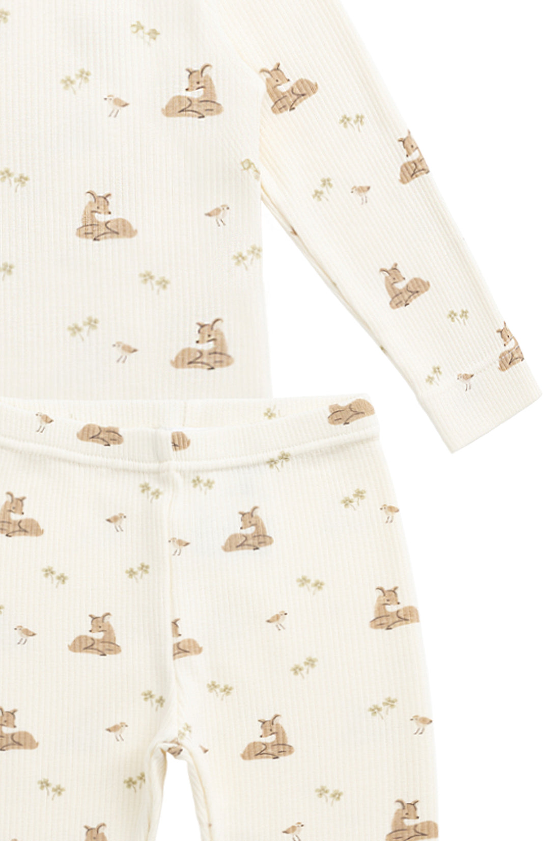 Organic Cotton Fine Rib Ellison Long Sleeve Pyjama Set - Clover Fields Childrens Pyjama from Jamie Kay NZ