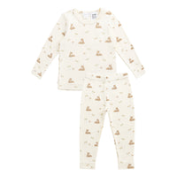 Organic Cotton Fine Rib Ellison Long Sleeve Pyjama Set - Clover Fields Childrens Pyjama from Jamie Kay NZ