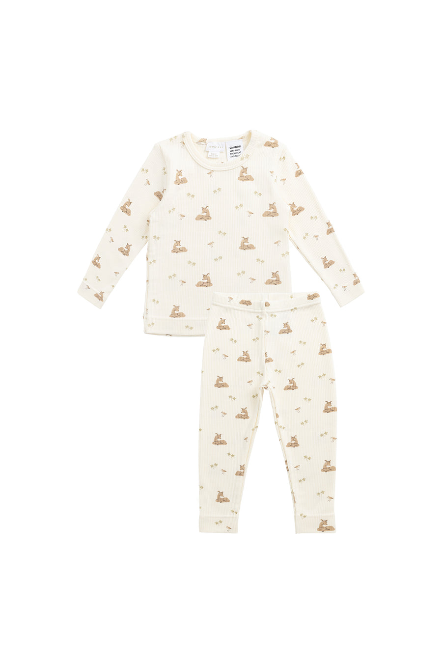 Organic Cotton Fine Rib Ellison Long Sleeve Pyjama Set - Clover Fields Childrens Pyjama from Jamie Kay NZ