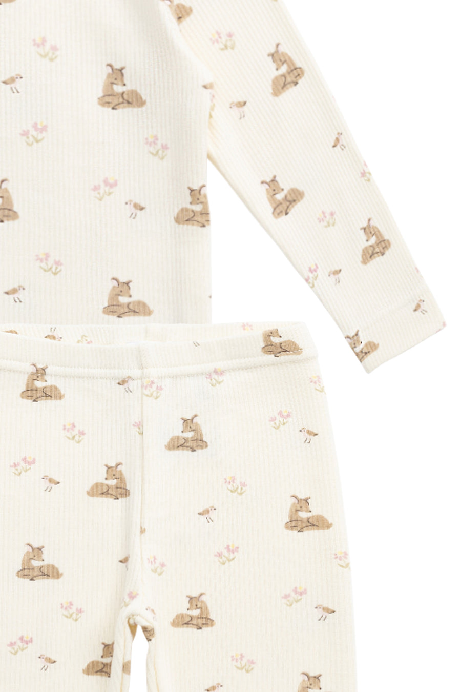 Organic Cotton Fine Rib Ellison Long Sleeve Pyjama Set - Little Fawn Childrens Pyjama from Jamie Kay NZ