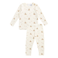 Organic Cotton Fine Rib Ellison Long Sleeve Pyjama Set - Little Fawn Childrens Pyjama from Jamie Kay NZ