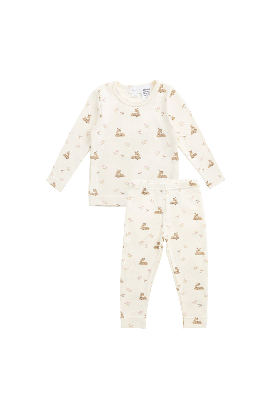 Organic Cotton Fine Rib Ellison Long Sleeve Pyjama Set - Little Fawn Childrens Pyjama from Jamie Kay NZ