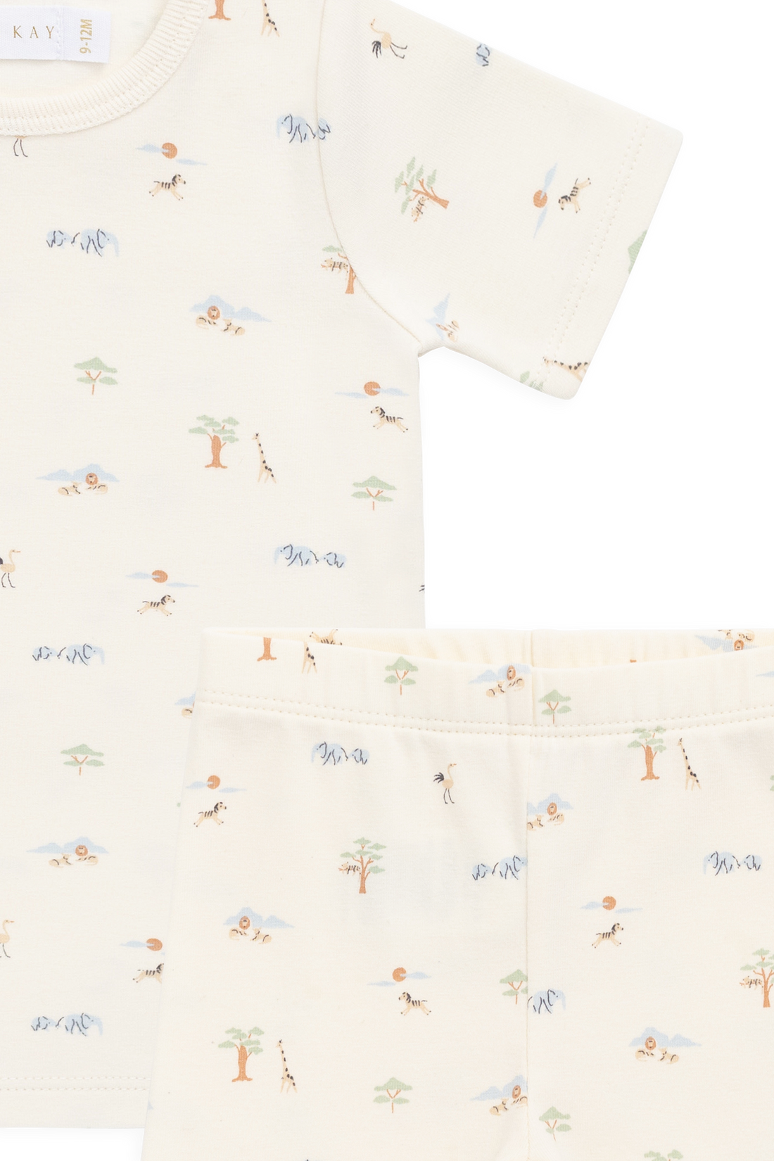 Organic Cotton Baker Short Sleeve Pyjama Set - Savannah Animals Tofu Childrens Pyjama from Jamie Kay NZ