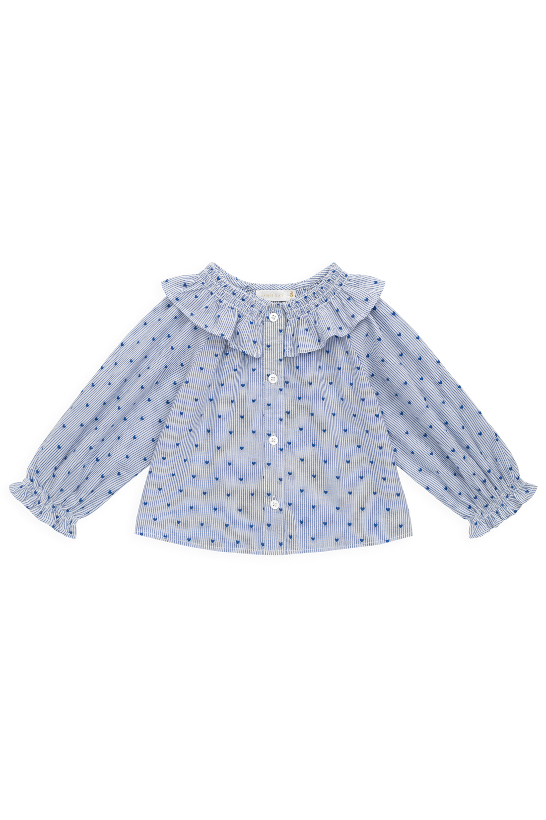 Organic Cotton Bellamy Blouse - Mon Amour Stripe Indigo Childrens Top from Jamie Kay NZ