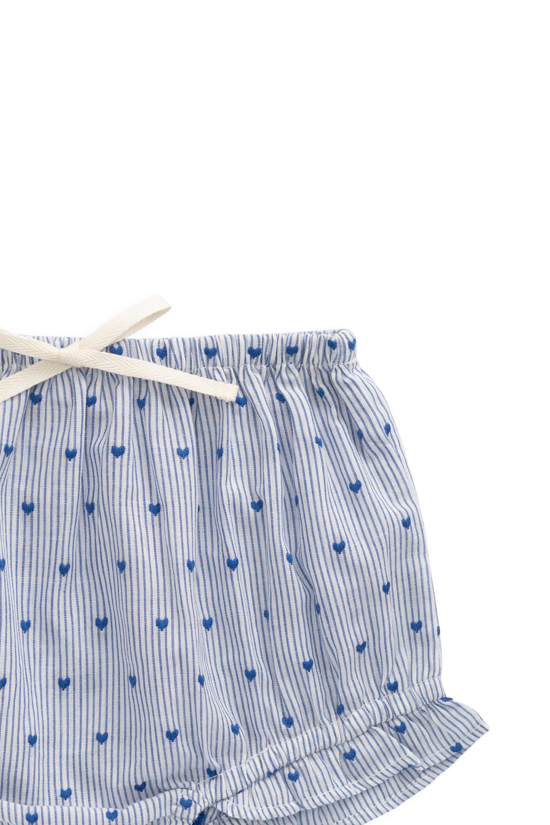 Organic Cotton Frill Bloomer - Mon Amour Stripe Indigo Childrens Bloomer from Jamie Kay NZ