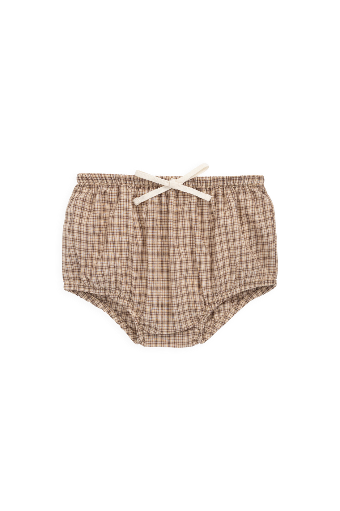 Organic Cotton Gabriel Bloomer - Cabin Check Cocoa Childrens Bloomer from Jamie Kay NZ