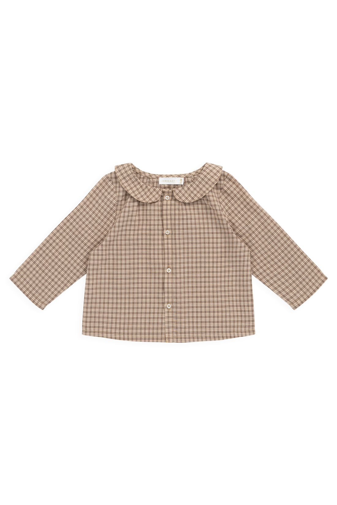 Organic Cotton Gabriel Top - Cabin Check Cocoa Childrens Top from Jamie Kay NZ