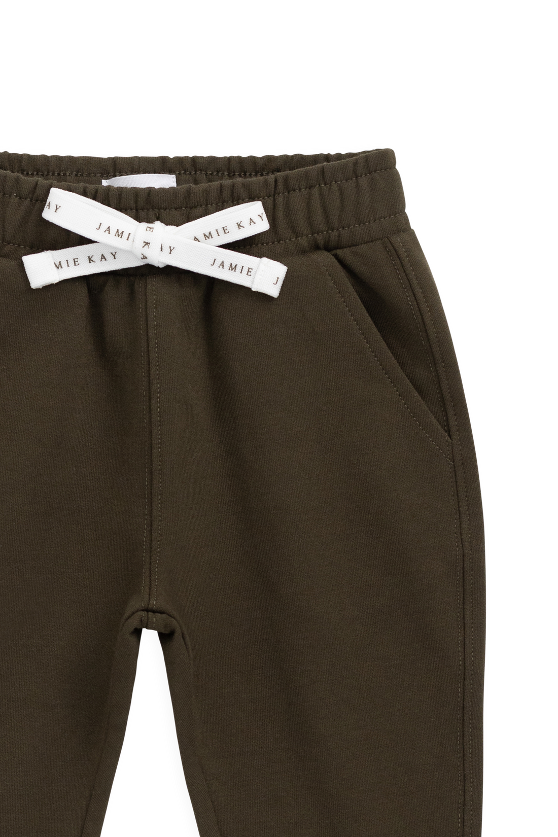 Organic Cotton Jalen Track Pant - Deep Olive Childrens Pant from Jamie Kay NZ