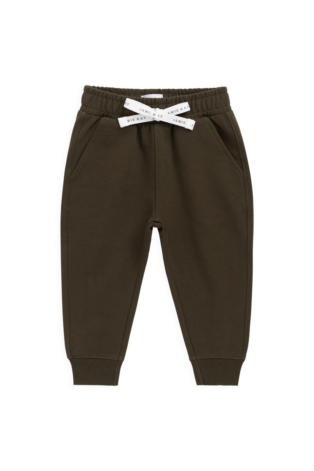 Organic Cotton Jalen Track Pant - Deep Olive Childrens Pant from Jamie Kay NZ