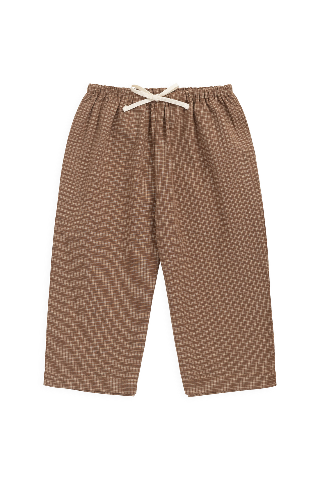 Organic Cotton Kenji Pant - Double Windowpane Check Oud/Hay Childrens Pant from Jamie Kay NZ