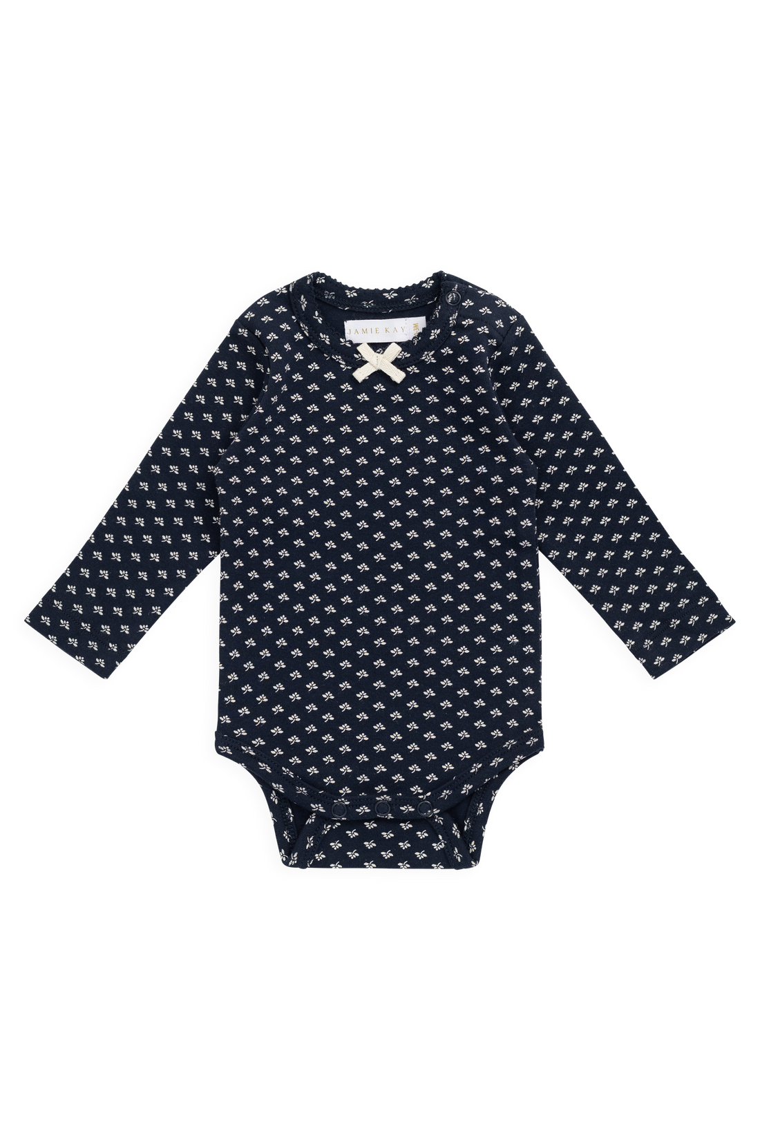 Organic Cotton Long Sleeve Bodysuit - Lisa Petite Indigo Childrens Bodysuit from Jamie Kay NZ
