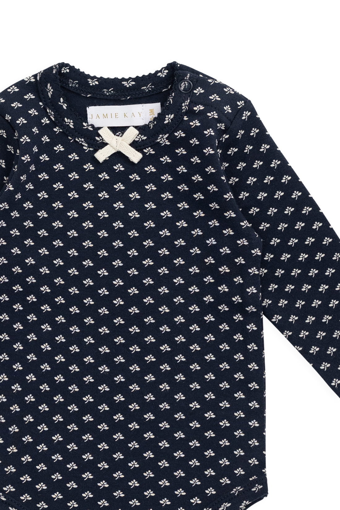 Organic Cotton Long Sleeve Bodysuit - Lisa Petite Indigo Childrens Bodysuit from Jamie Kay NZ